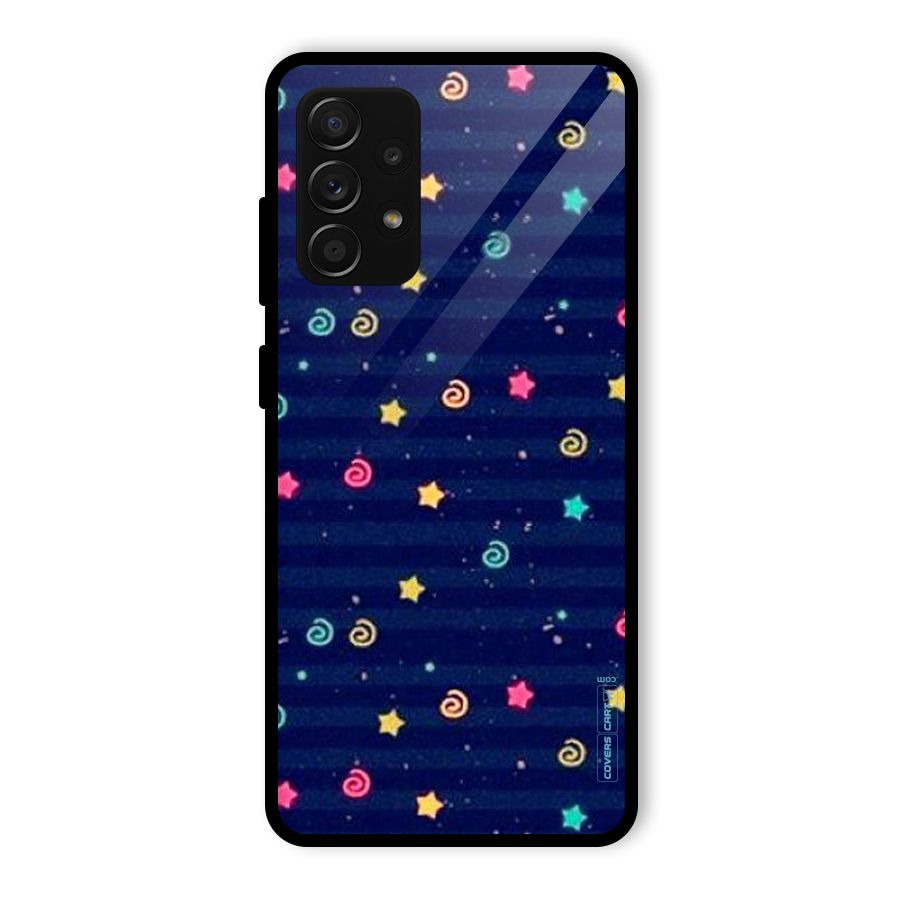 Cute Stars Design Glass Back Case for Galaxy A53 5G