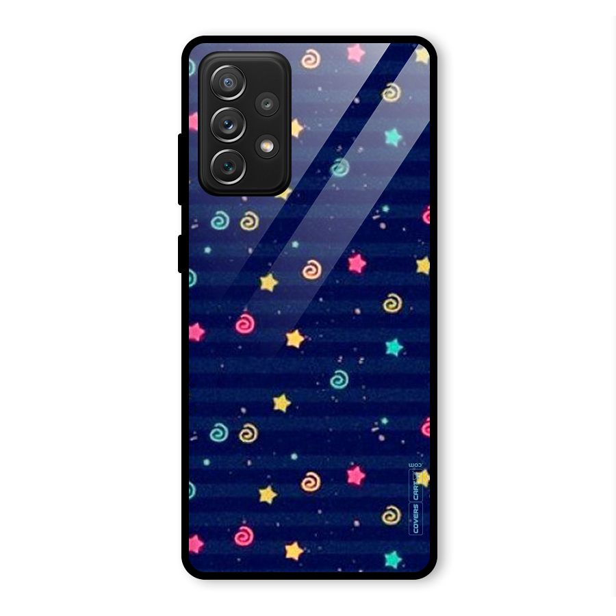 Cute Stars Design Glass Back Case for Galaxy A72