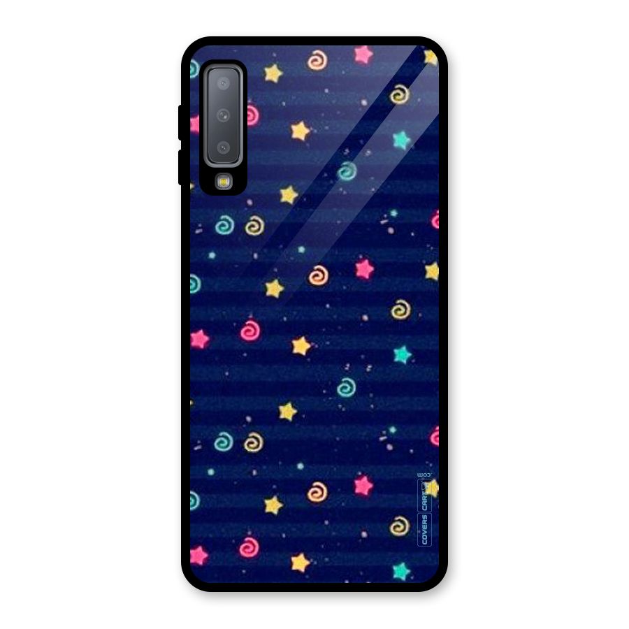 Cute Stars Design Glass Back Case for Galaxy A7 (2018)