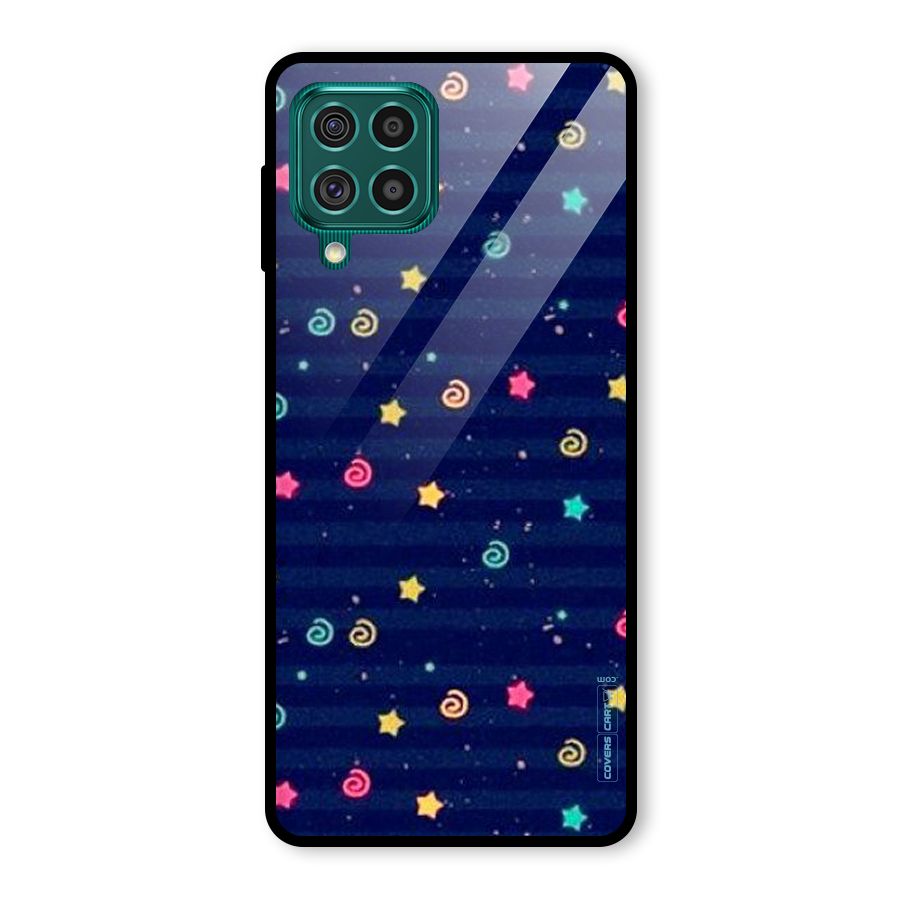 Cute Stars Design Glass Back Case for Galaxy F62