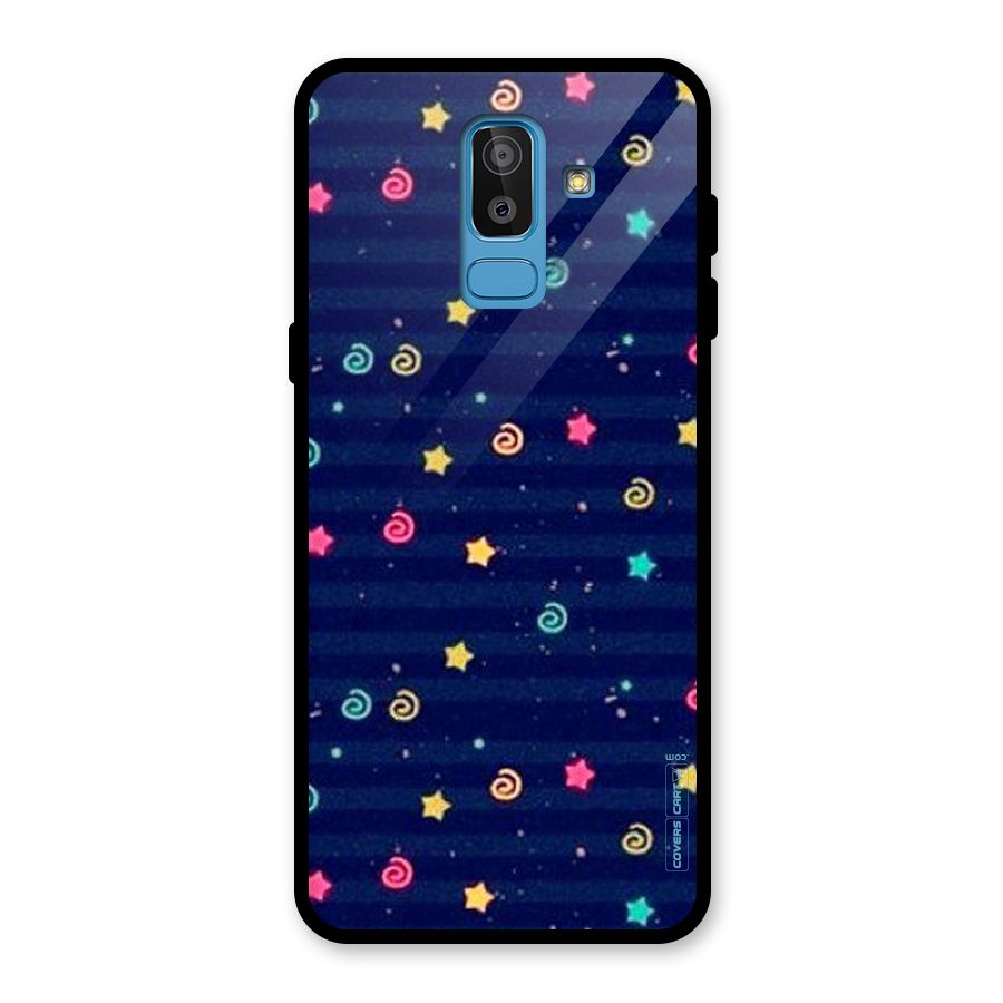Cute Stars Design Glass Back Case for Galaxy J8