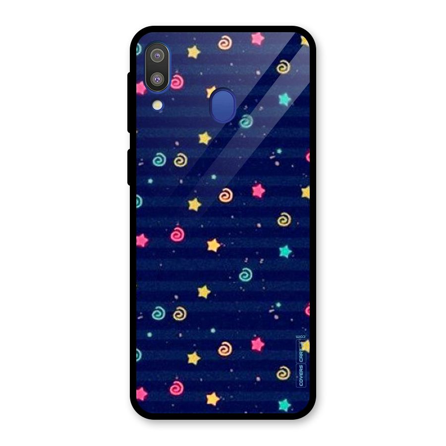 Cute Stars Design Glass Back Case for Galaxy M20