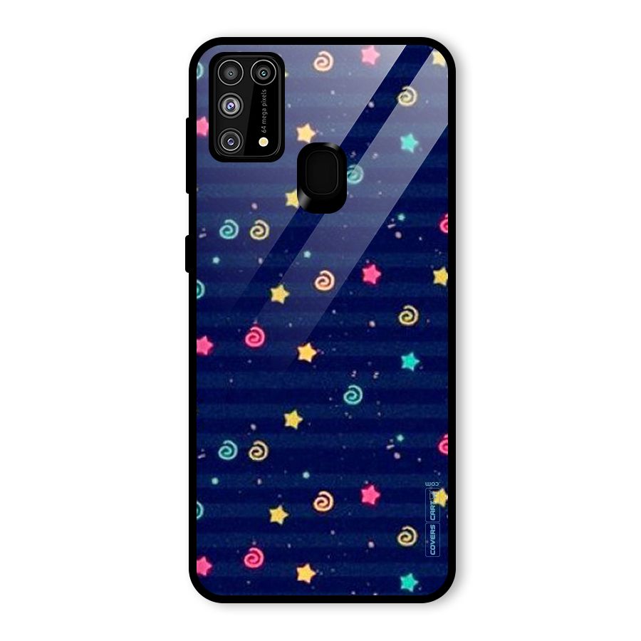 Cute Stars Design Glass Back Case for Galaxy M31