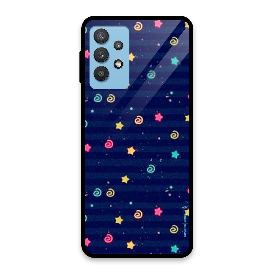 Cute Stars Design Glass Back Case for Galaxy M32 5G