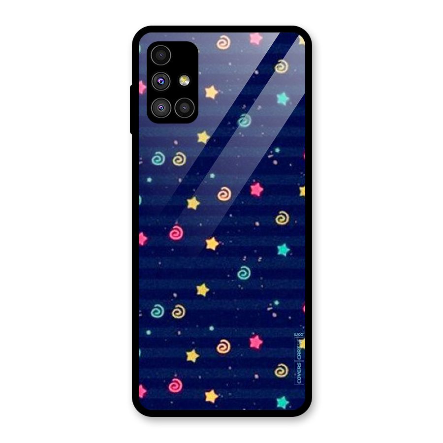 Cute Stars Design Glass Back Case for Galaxy M51