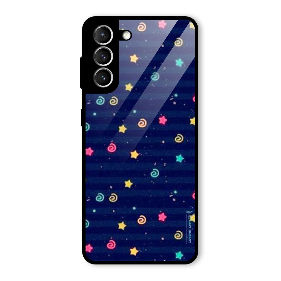 Cute Stars Design Glass Back Case for Galaxy S21 5G
