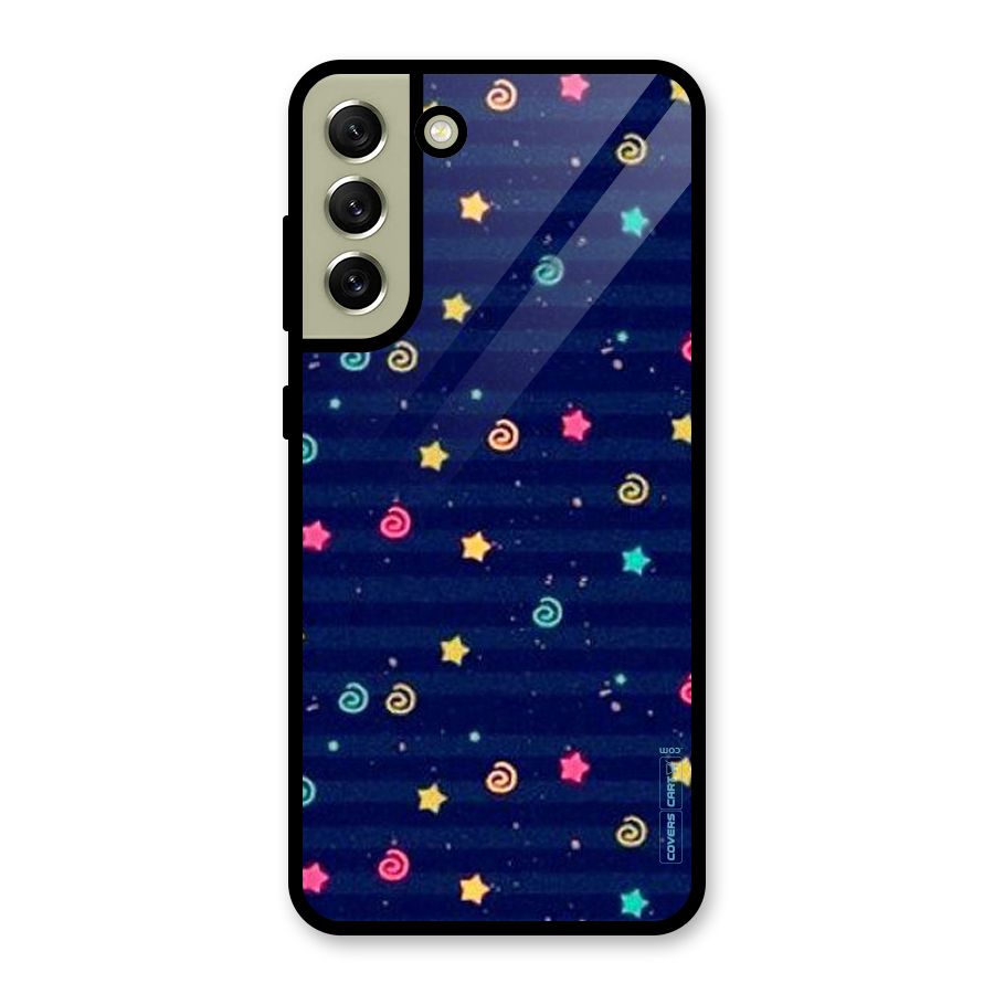 Cute Stars Design Glass Back Case for Galaxy S21 FE 5G