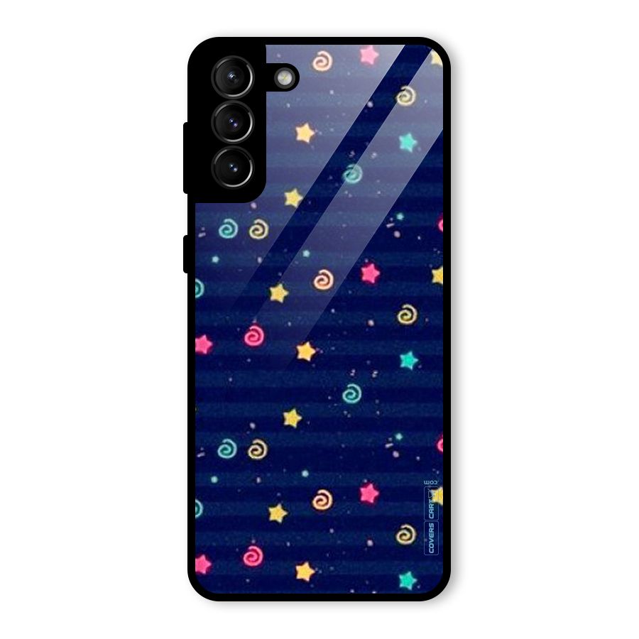 Cute Stars Design Glass Back Case for Galaxy S21 Plus