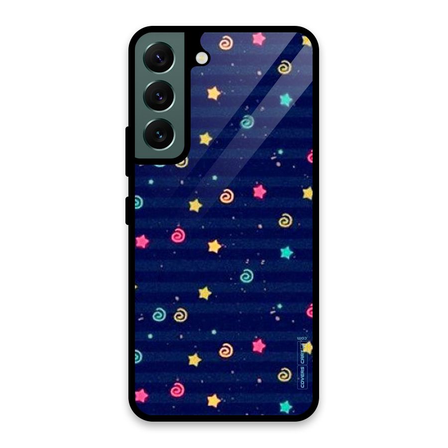 Cute Stars Design Glass Back Case for Galaxy S22 5G