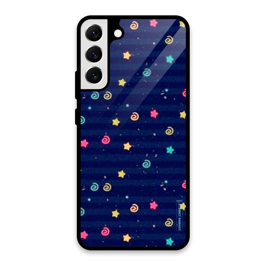 Cute Stars Design Glass Back Case for Galaxy S22 Plus 5G