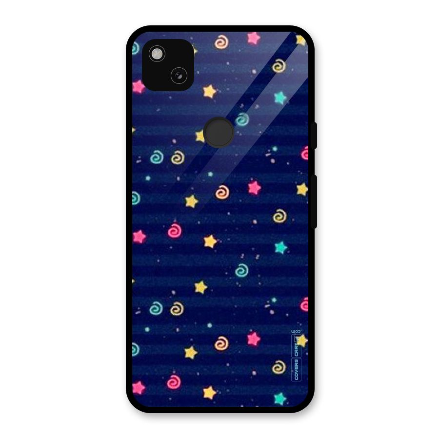 Cute Stars Design Glass Back Case for Google Pixel 4a