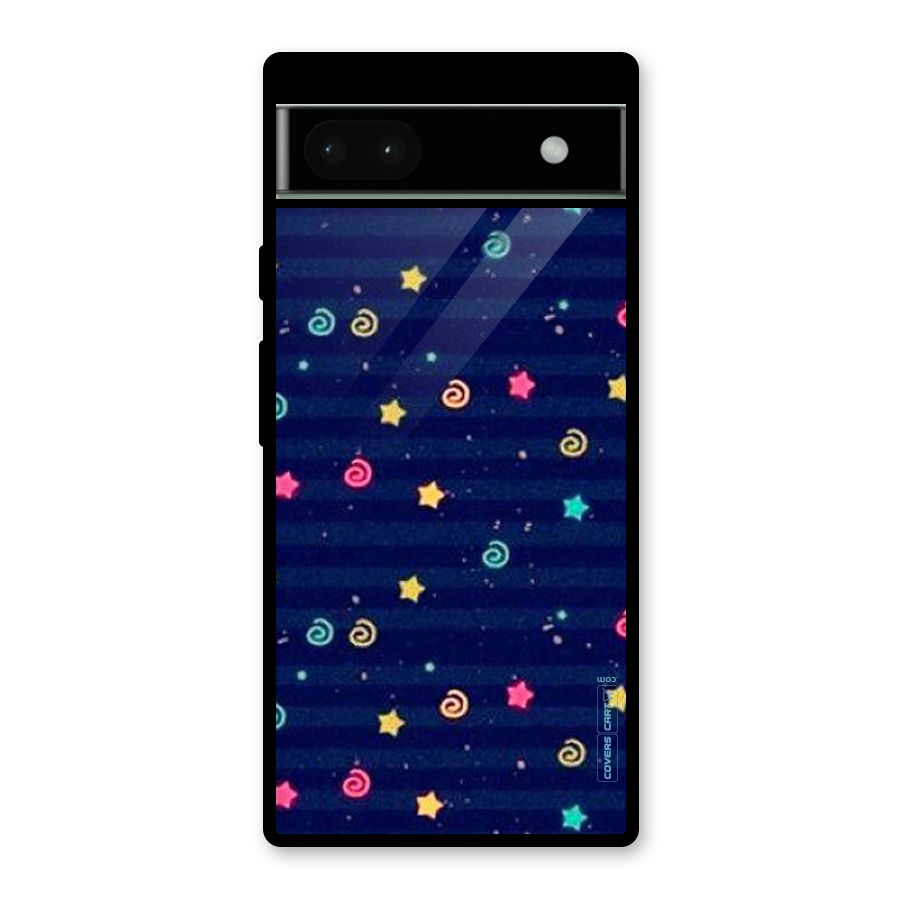 Cute Stars Design Glass Back Case for Google Pixel 6a