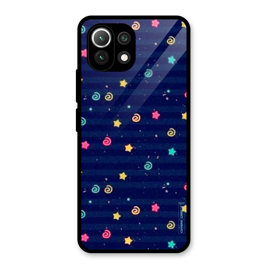 Cute Stars Design Glass Back Case for Mi 11 Lite