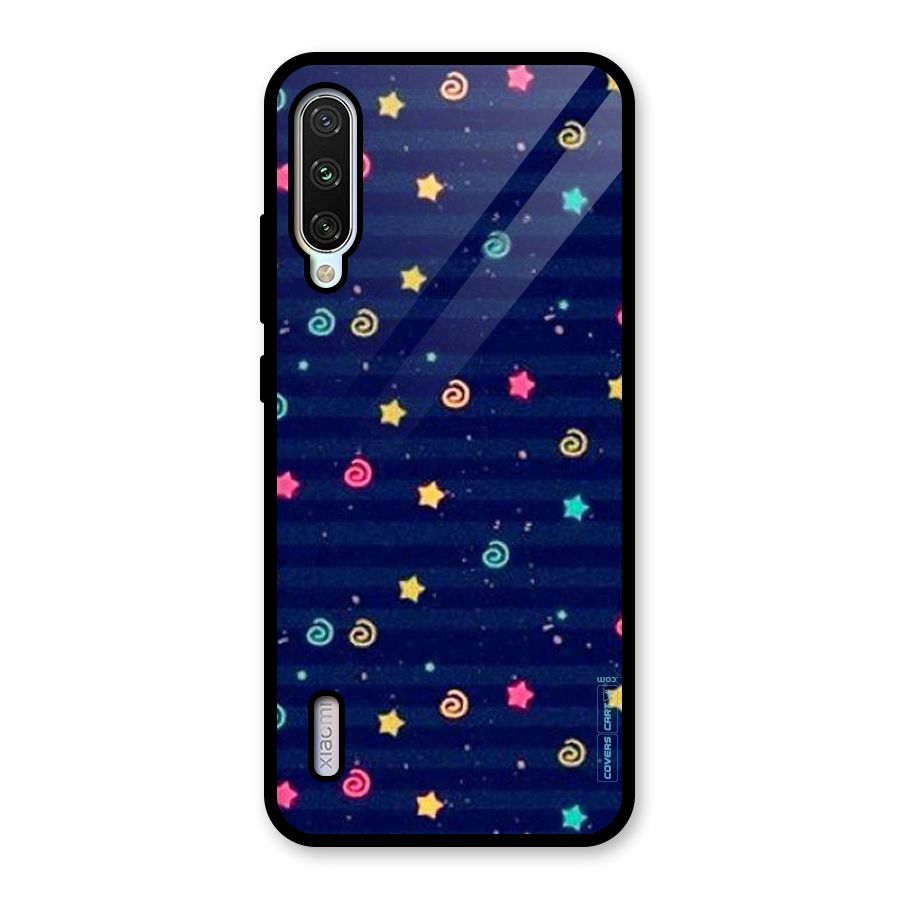Cute Stars Design Glass Back Case for Mi A3