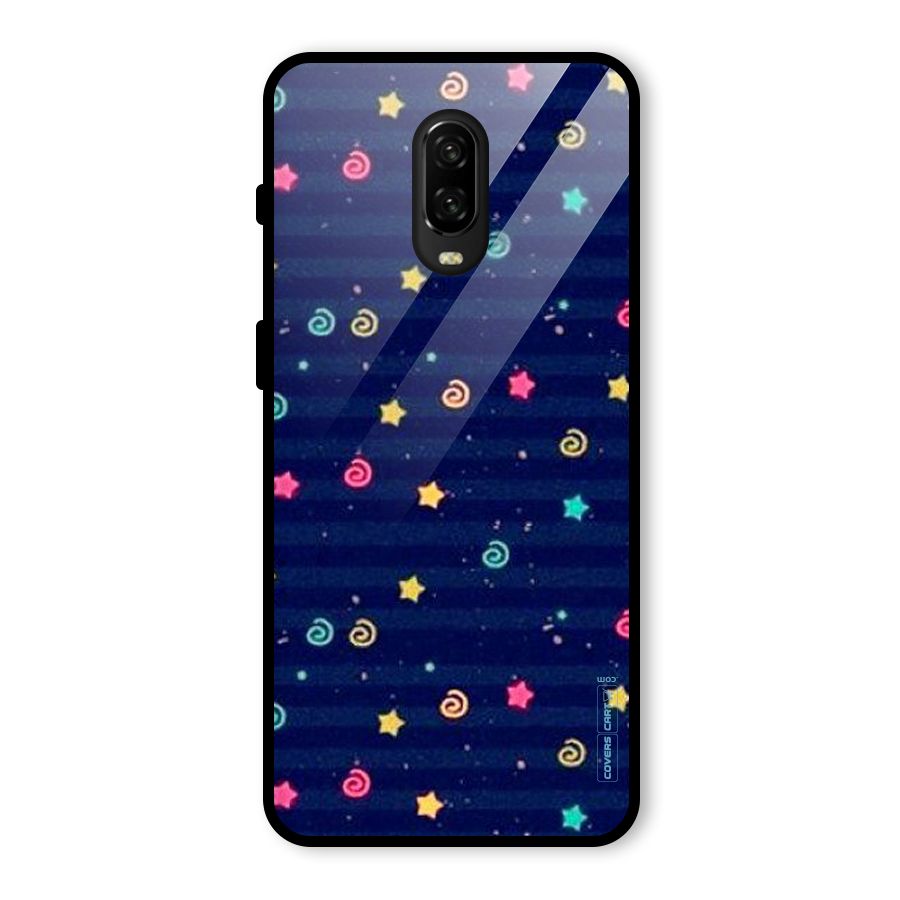 Cute Stars Design Glass Back Case for OnePlus 6T