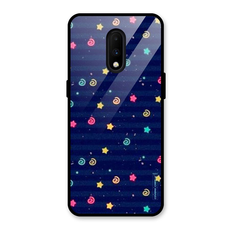 Cute Stars Design Glass Back Case for OnePlus 7