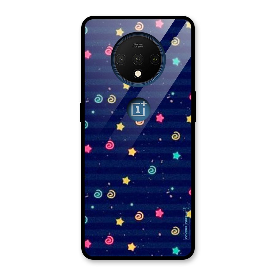 Cute Stars Design Glass Back Case for OnePlus 7T