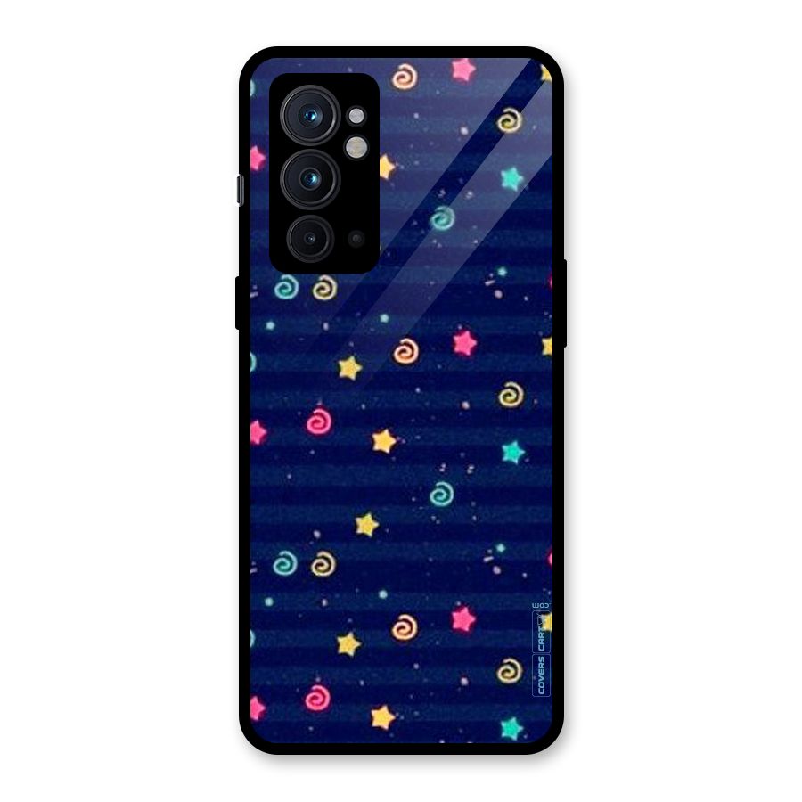 Cute Stars Design Glass Back Case for OnePlus 9RT 5G