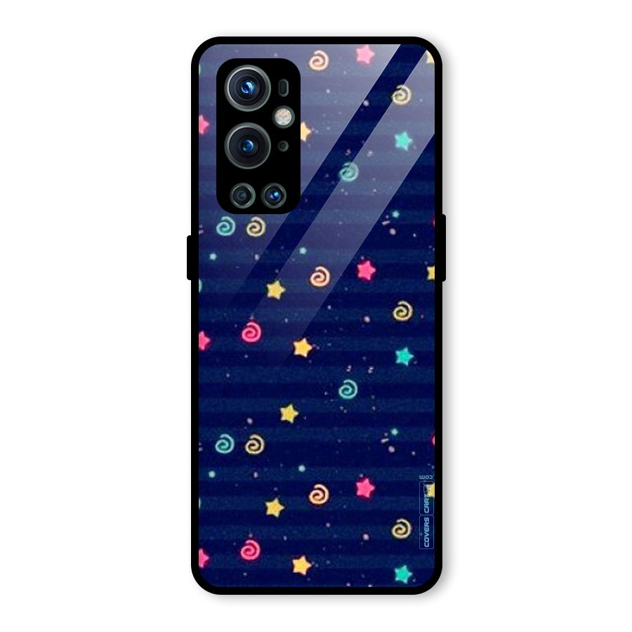 Cute Stars Design Glass Back Case for OnePlus 9 Pro