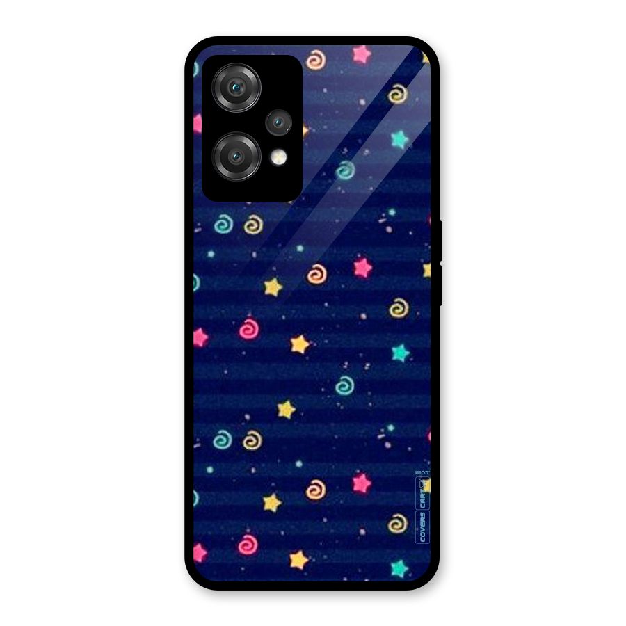 Cute Stars Design Glass Back Case for OnePlus Nord CE 2 Lite 5G