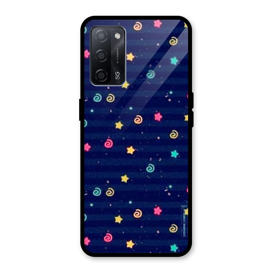 Cute Stars Design Glass Back Case for Oppo A53s 5G