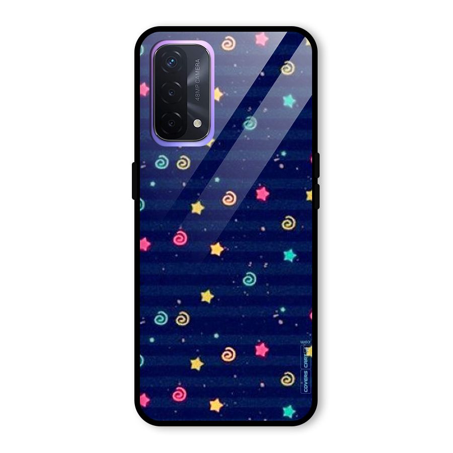 Cute Stars Design Glass Back Case for Oppo A74 5G