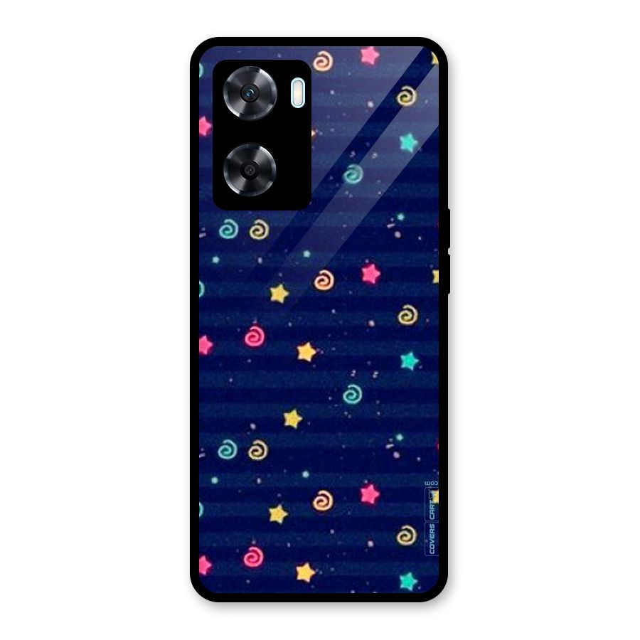 Cute Stars Design Glass Back Case for Oppo A77