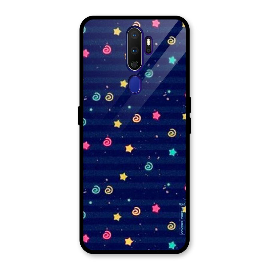 Cute Stars Design Glass Back Case for Oppo A9 (2020)