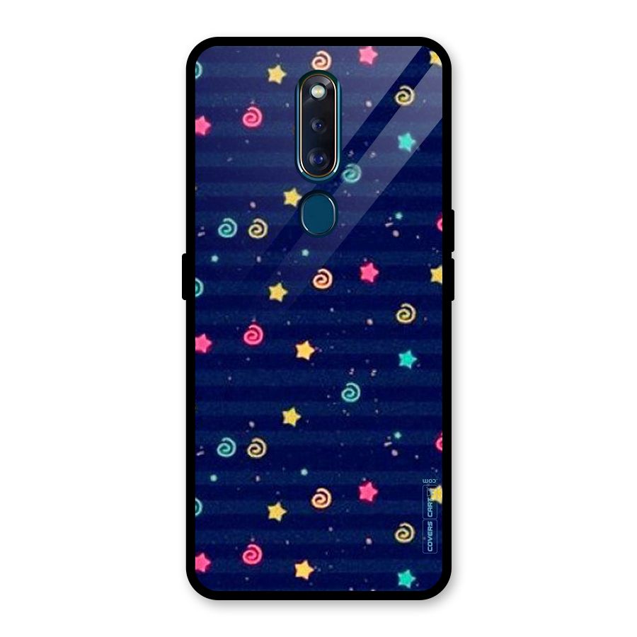 Cute Stars Design Glass Back Case for Oppo F11 Pro