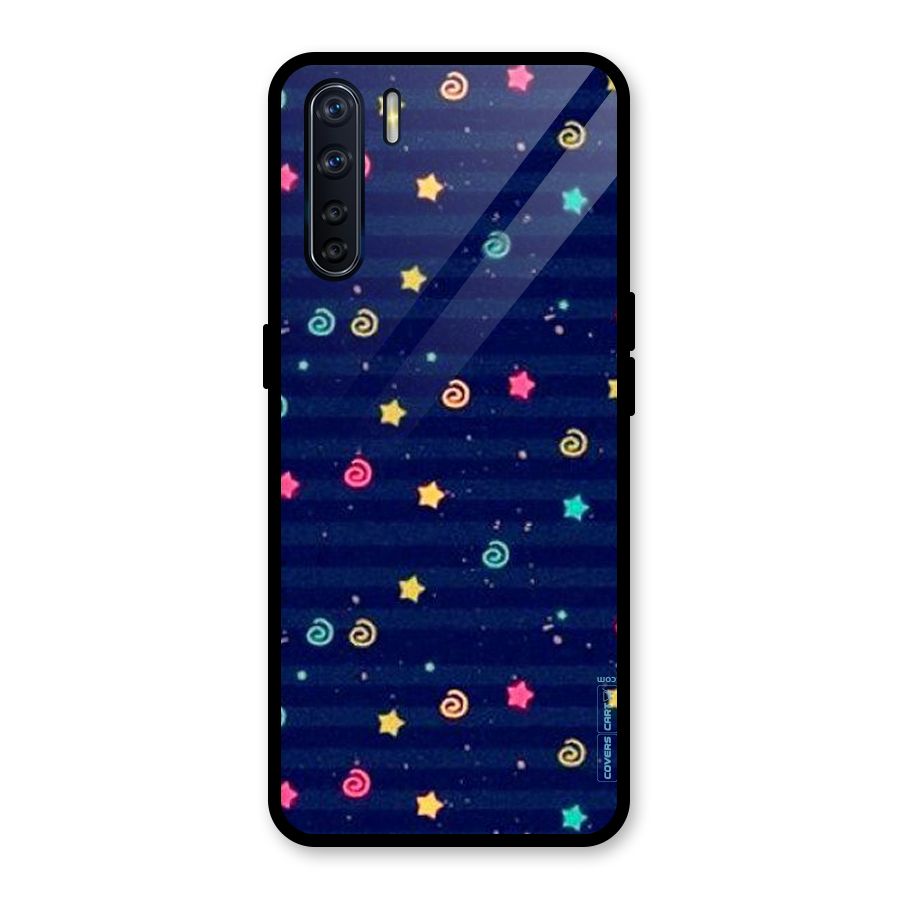 Cute Stars Design Glass Back Case for Oppo F15