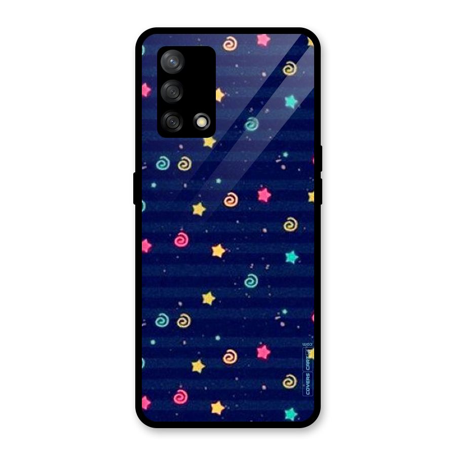 Cute Stars Design Glass Back Case for Oppo F19