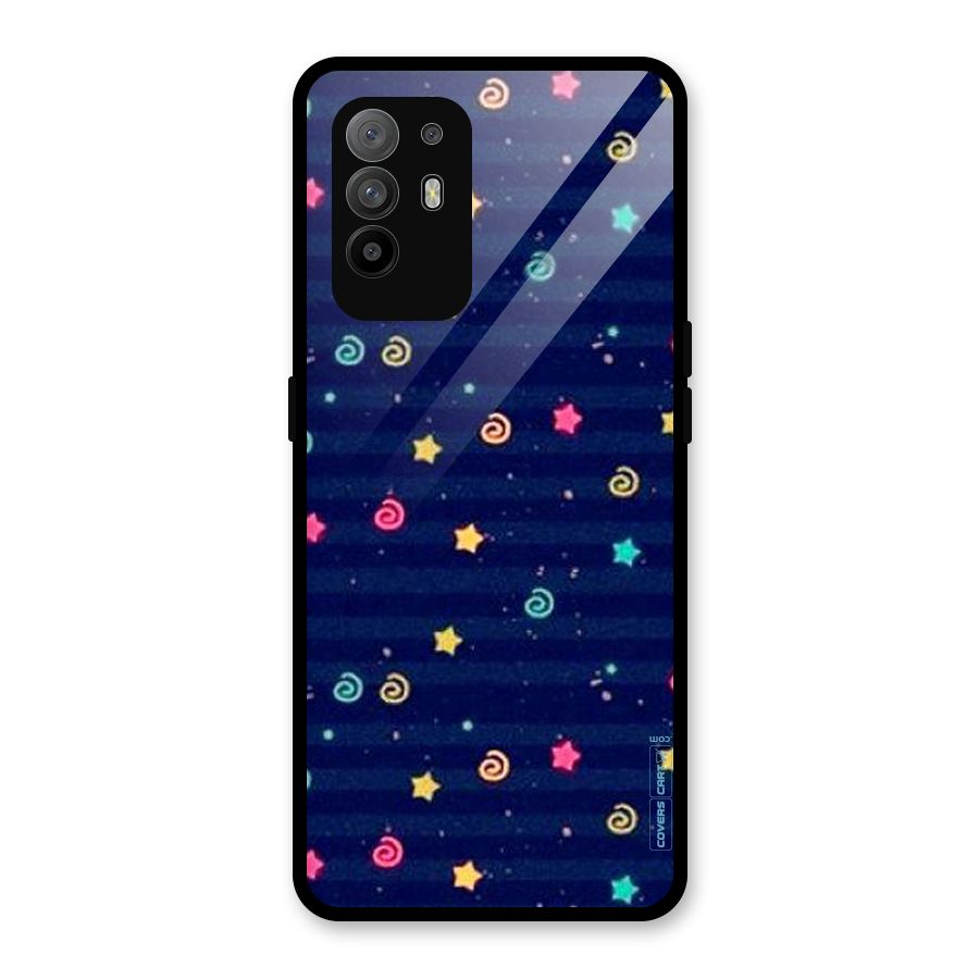 Cute Stars Design Glass Back Case for Oppo F19 Pro Plus 5G