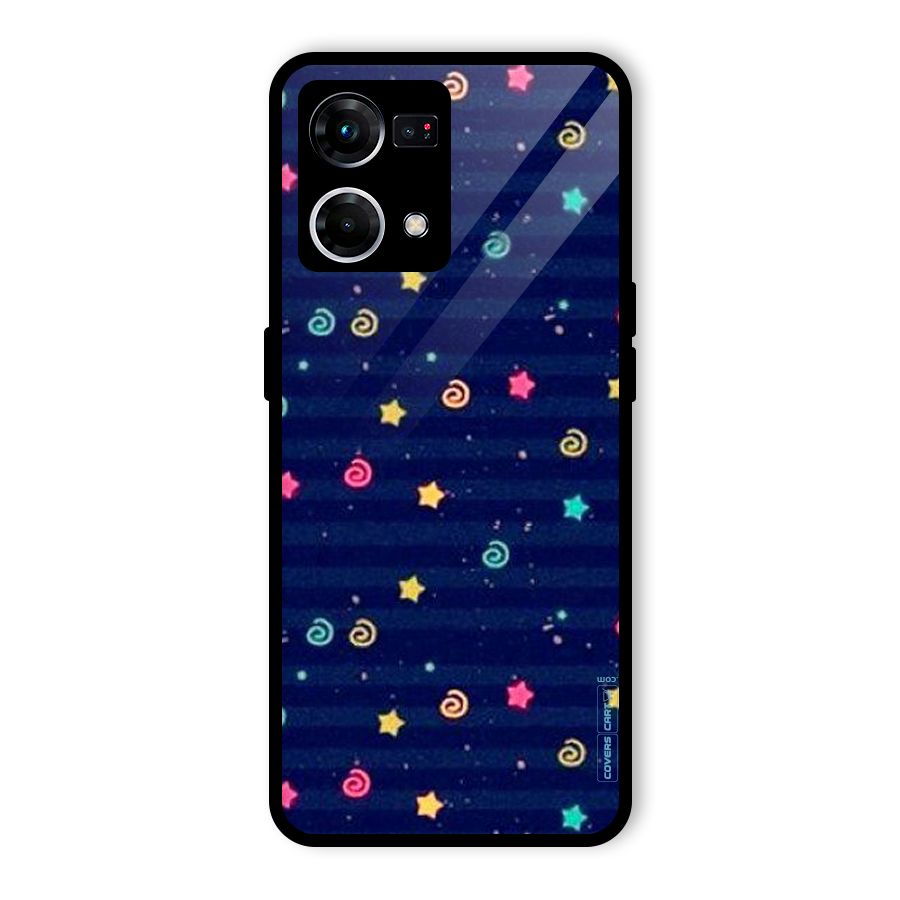 Cute Stars Design Glass Back Case for Oppo F21s Pro 4G