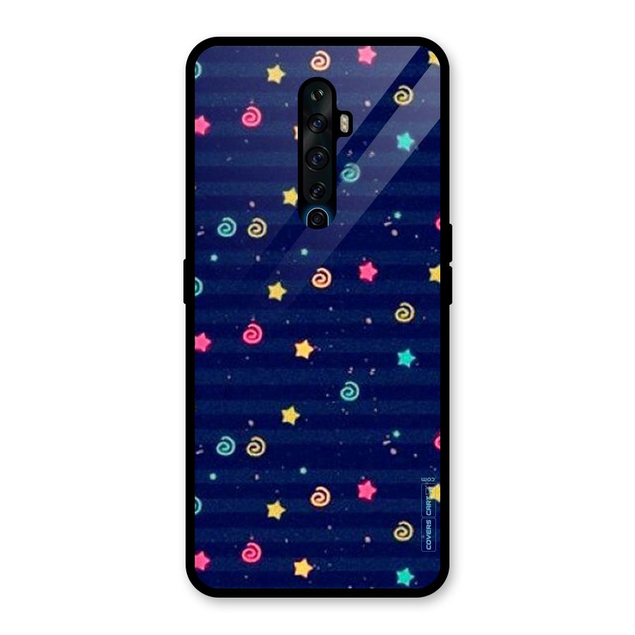 Cute Stars Design Glass Back Case for Oppo Reno2 F