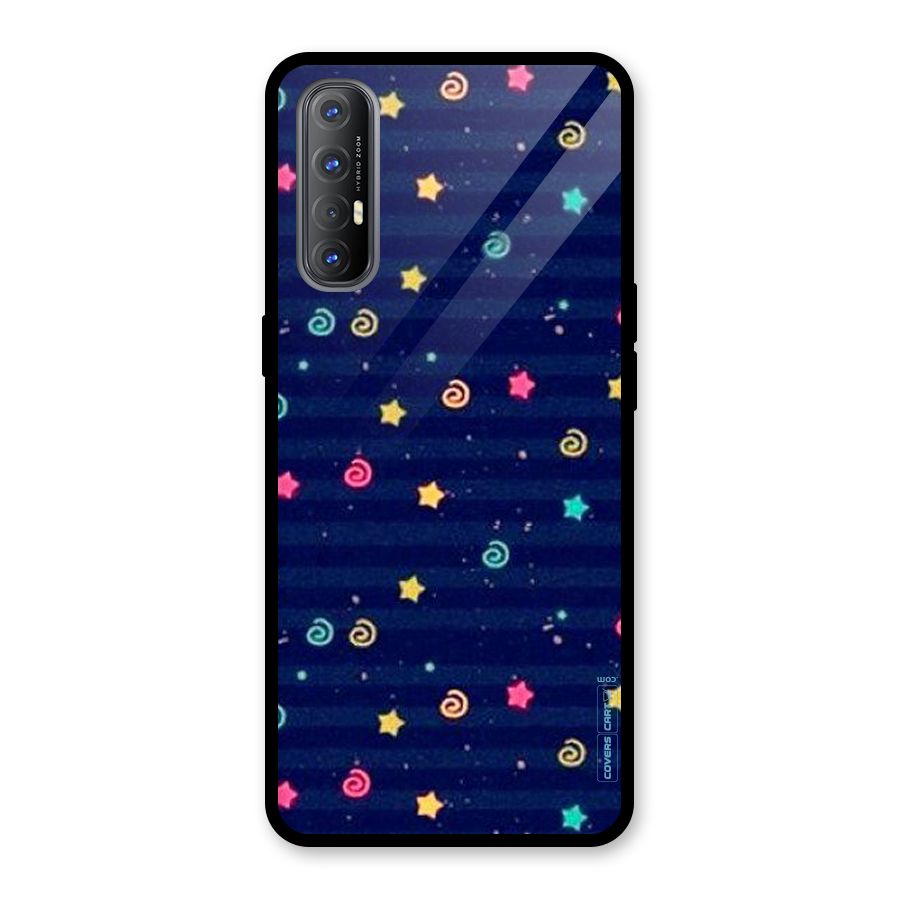 Cute Stars Design Glass Back Case for Oppo Reno3 Pro