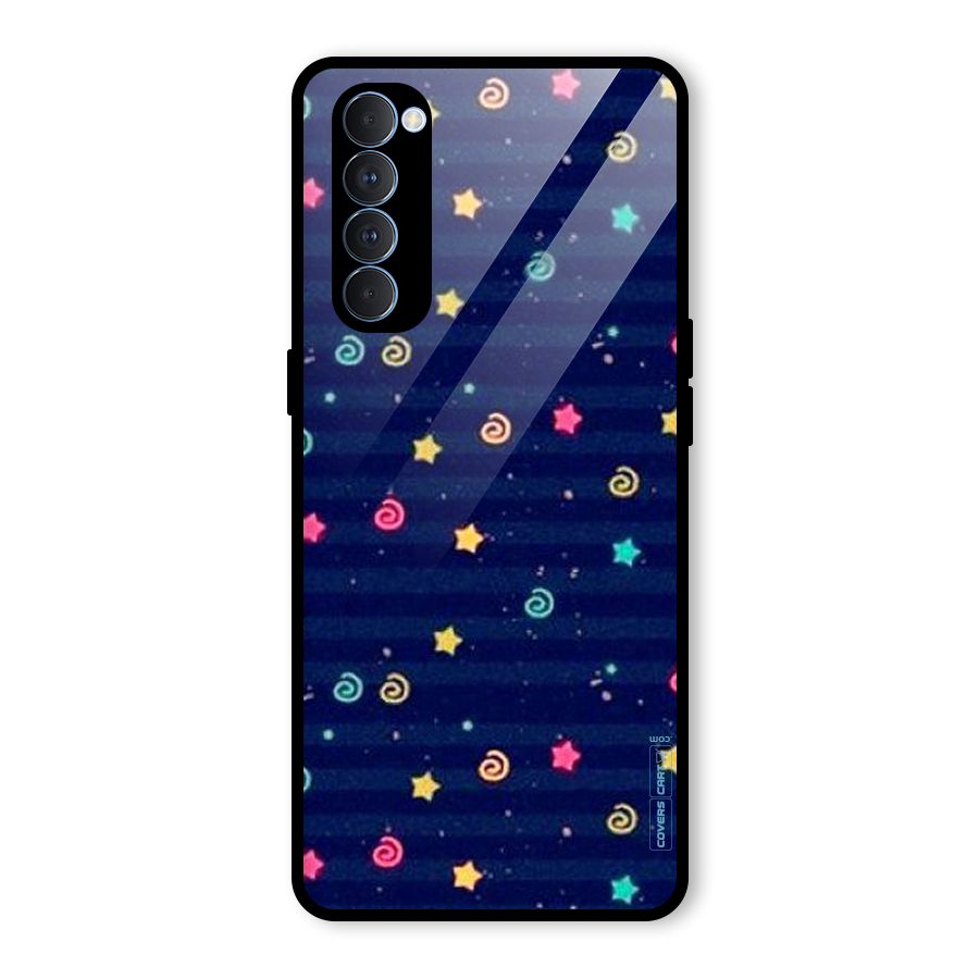 Cute Stars Design Glass Back Case for Oppo Reno4 Pro