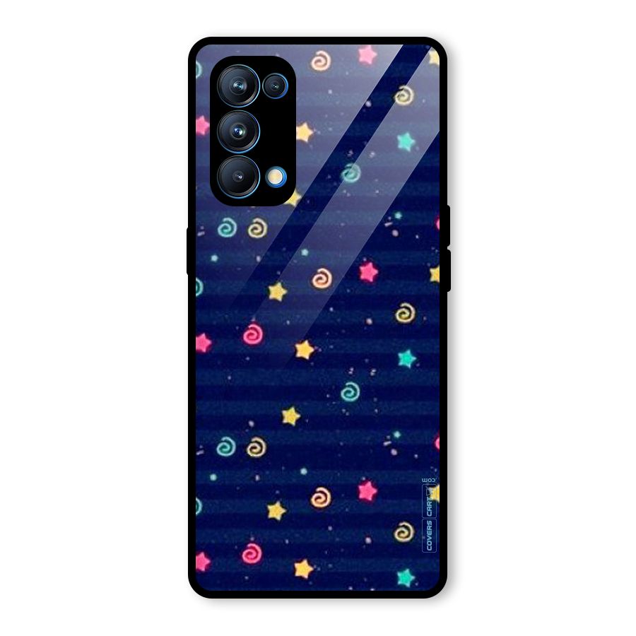 Cute Stars Design Glass Back Case for Oppo Reno5 Pro 5G