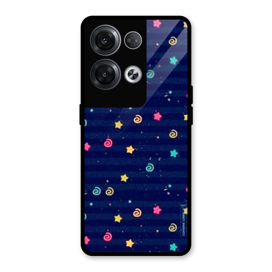 Cute Stars Design Glass Back Case for Oppo Reno8 Pro 5G