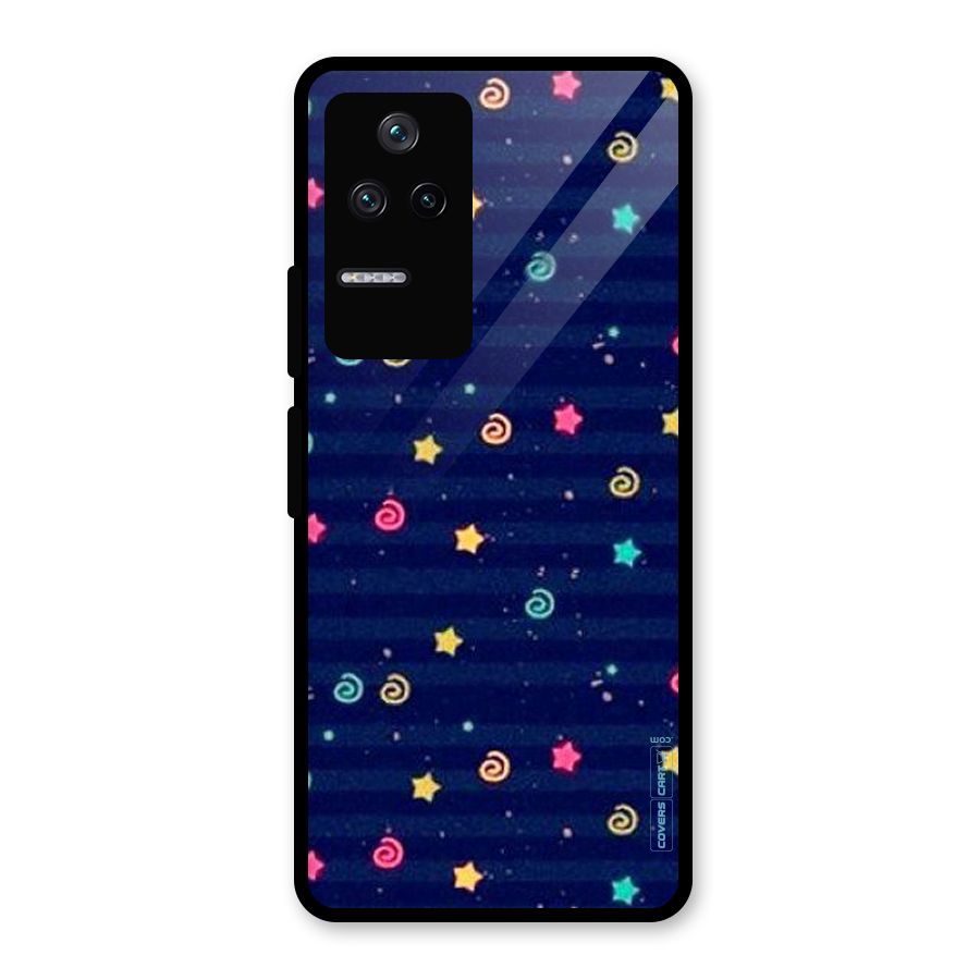 Cute Stars Design Glass Back Case for Poco F4 5G