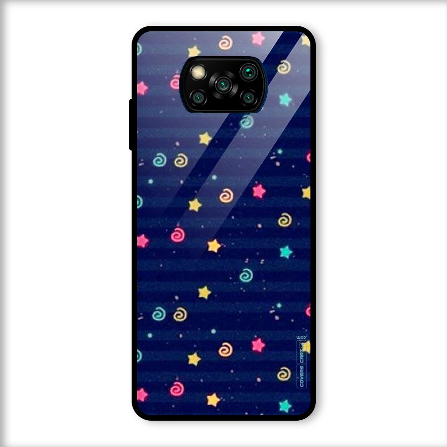 Cute Stars Design Glass Back Case for Poco X3