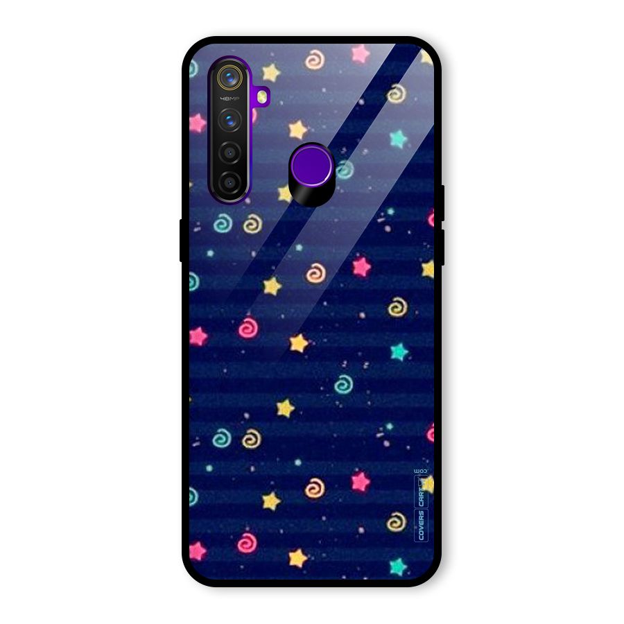 Cute Stars Design Glass Back Case for Realme 5 Pro