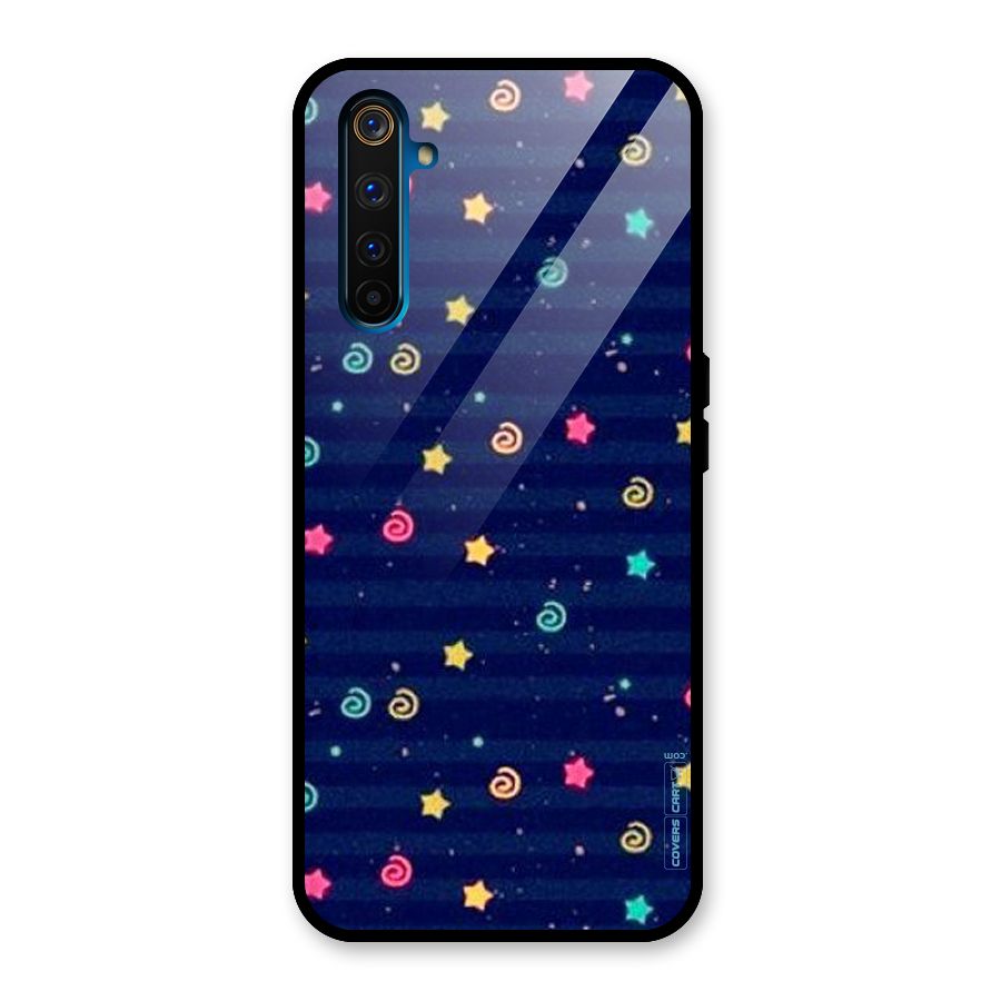 Cute Stars Design Glass Back Case for Realme 6 Pro