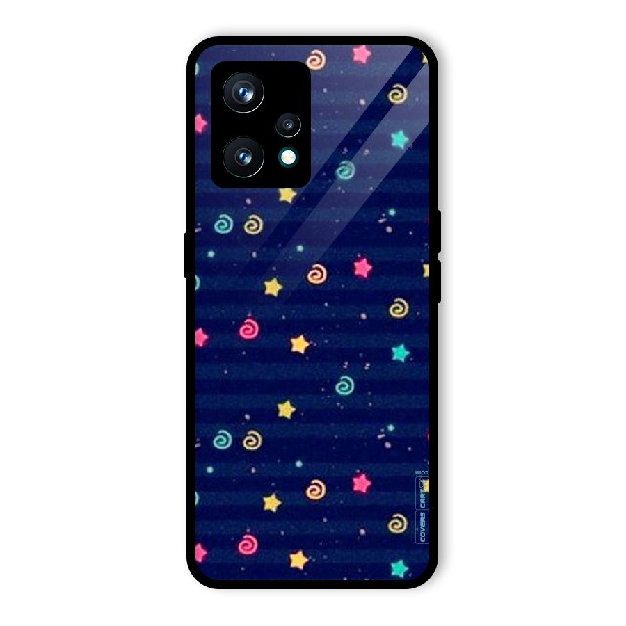 Cute Stars Design Glass Back Case for Realme 9 Pro Plus 5G