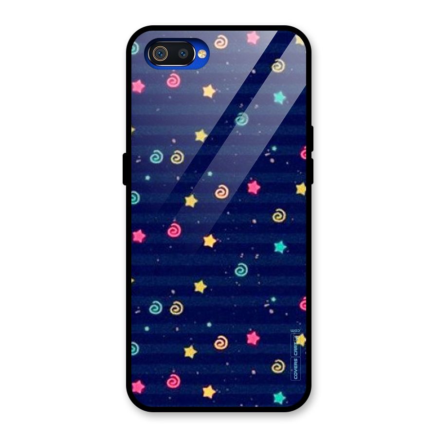 Cute Stars Design Glass Back Case for Realme C2