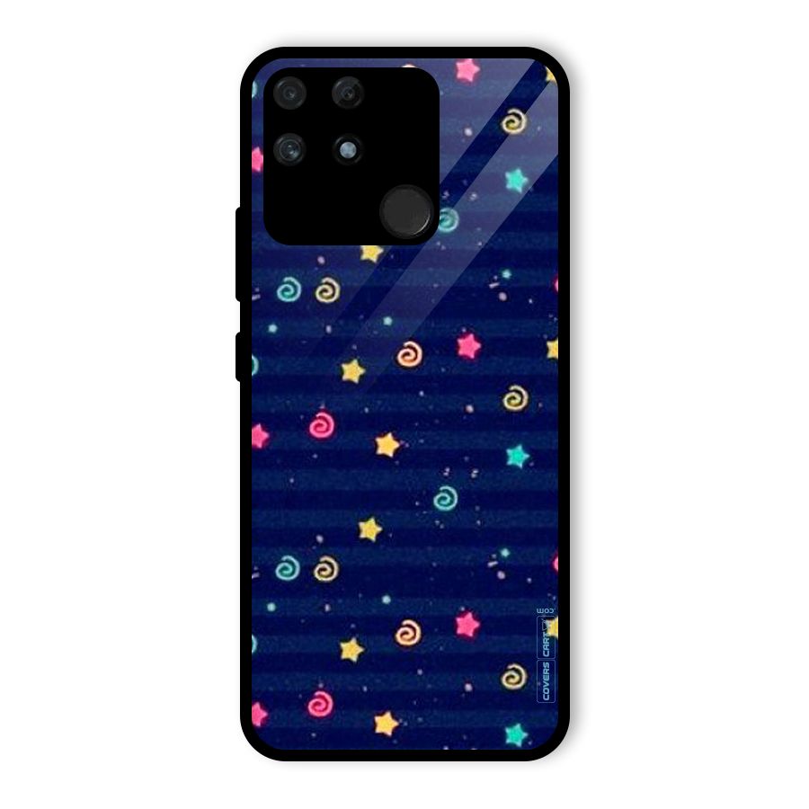 Cute Stars Design Glass Back Case for Realme Narzo 50A