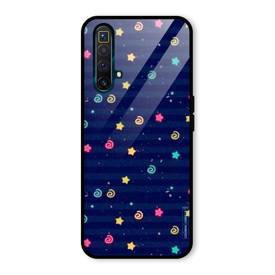 Cute Stars Design Glass Back Case for Realme X3 SuperZoom