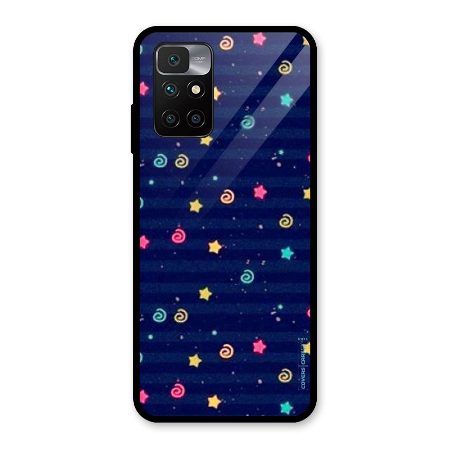 Cute Stars Design Glass Back Case for Redmi 10 Prime