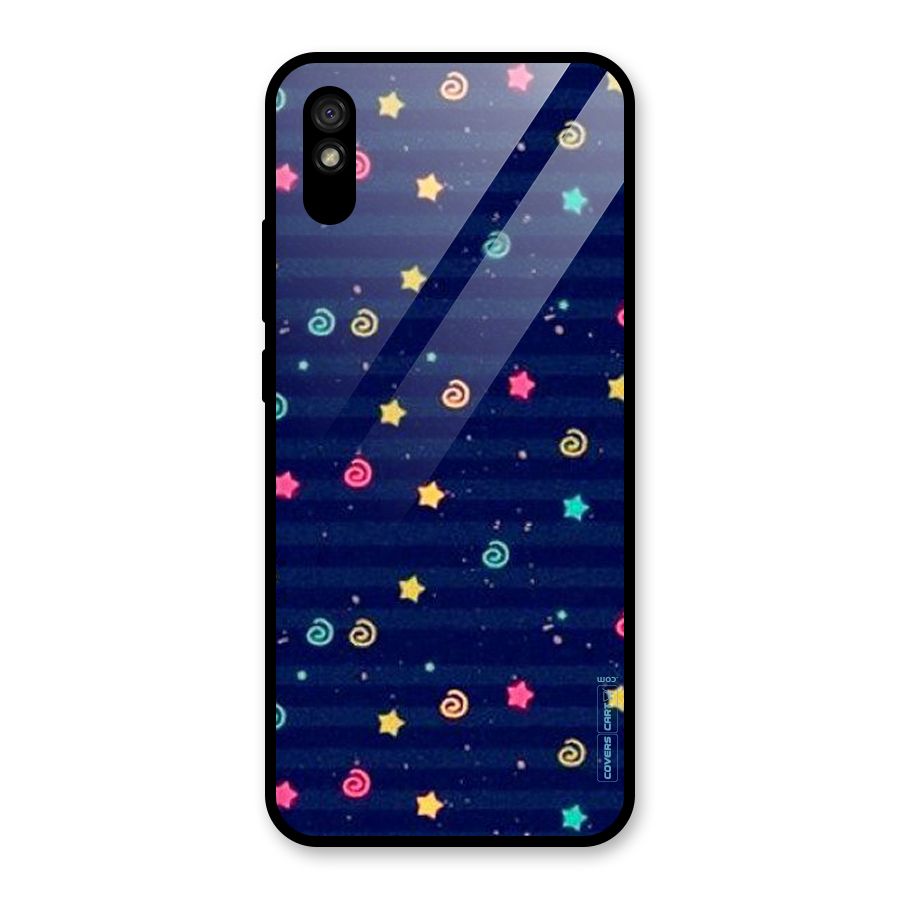 Cute Stars Design Glass Back Case for Redmi 9A