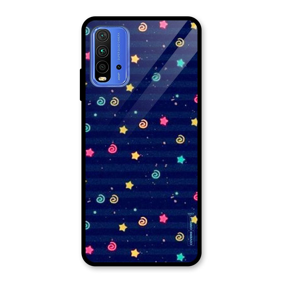 Cute Stars Design Glass Back Case for Redmi 9 Power