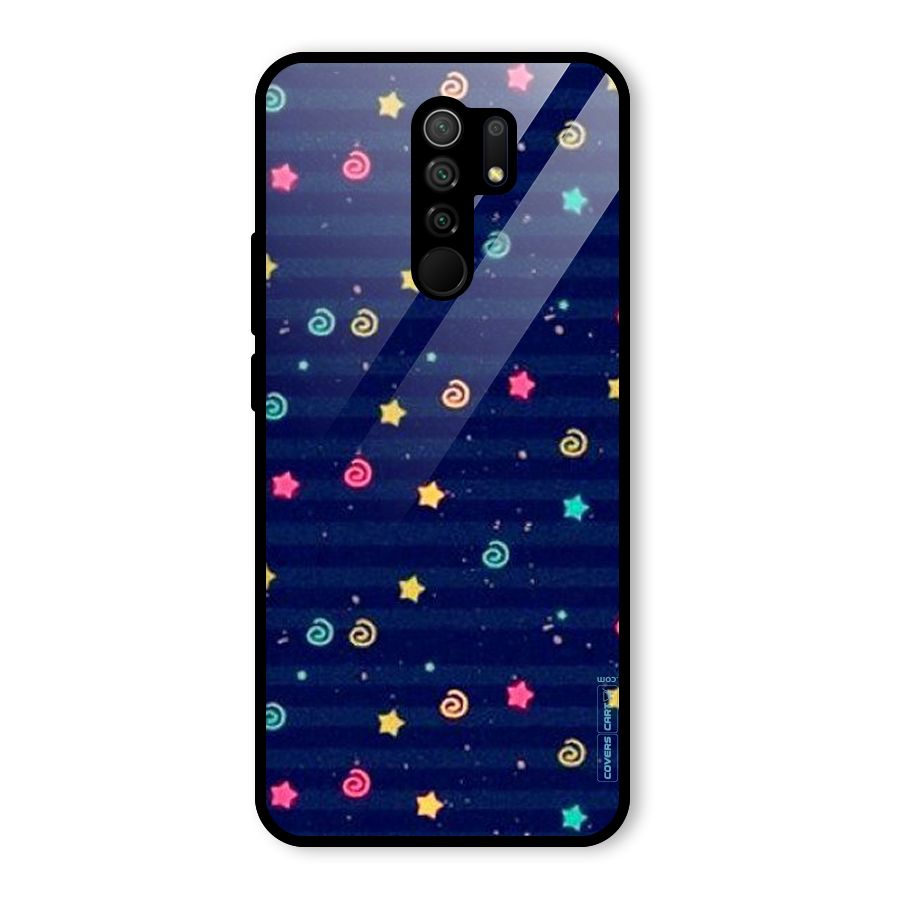 Cute Stars Design Glass Back Case for Redmi 9 Prime
